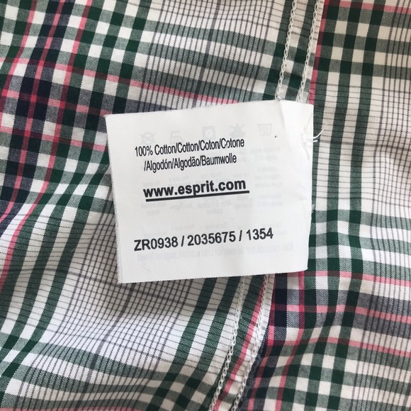 ESPRIT Green Pink Plaid Button Down Shirt, Esprit Shirt, Plaid Shirt, M - Picture 4 of 11